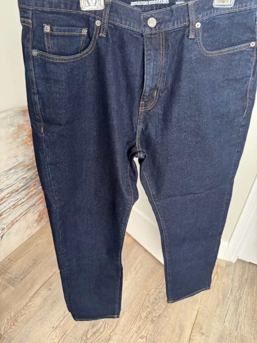 Lot of 3 Amazon Essentials Men's Athletic Fit Jeans 38x32 Dark Light Wash